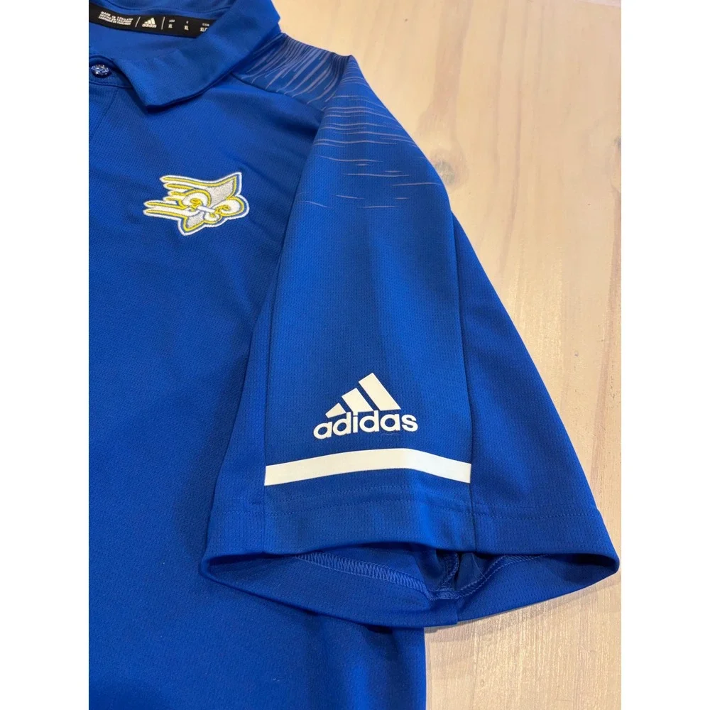 Adidas Mens Blue Climalite Polo Shirt XL Branded Saints Football Short Sleeve